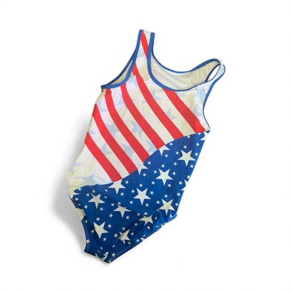 🇺🇸 Plum Patriotic Stars & Stripes Leotard – Adult Medium - Picture 2 of 4